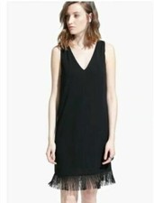 Mango MNG Fringe Hem Dress, Black - BNWT - UK SIze 8 RRP £45
