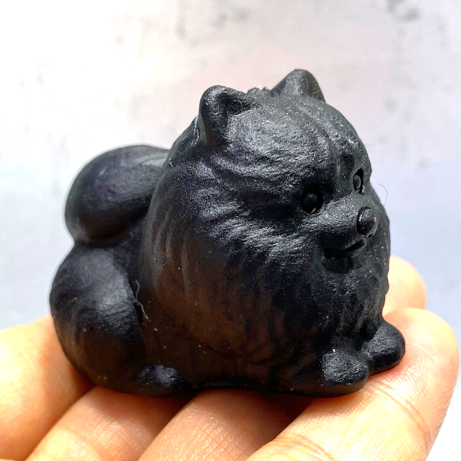 TOP Natural obsidian Quartz dog skull hand carved crystal reiki healing 1PC