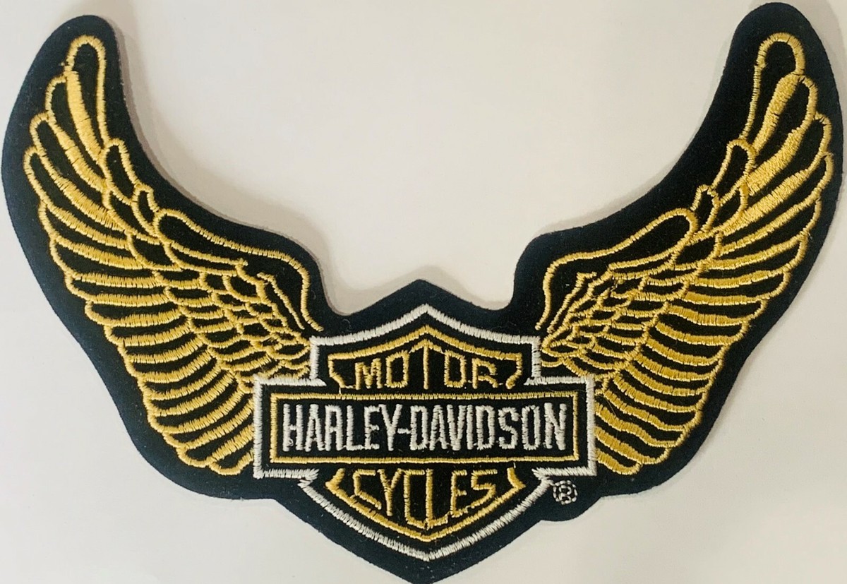 Harley Davidson Gold Up Wing B&S Motorcycle Vest Patch 4 1/2