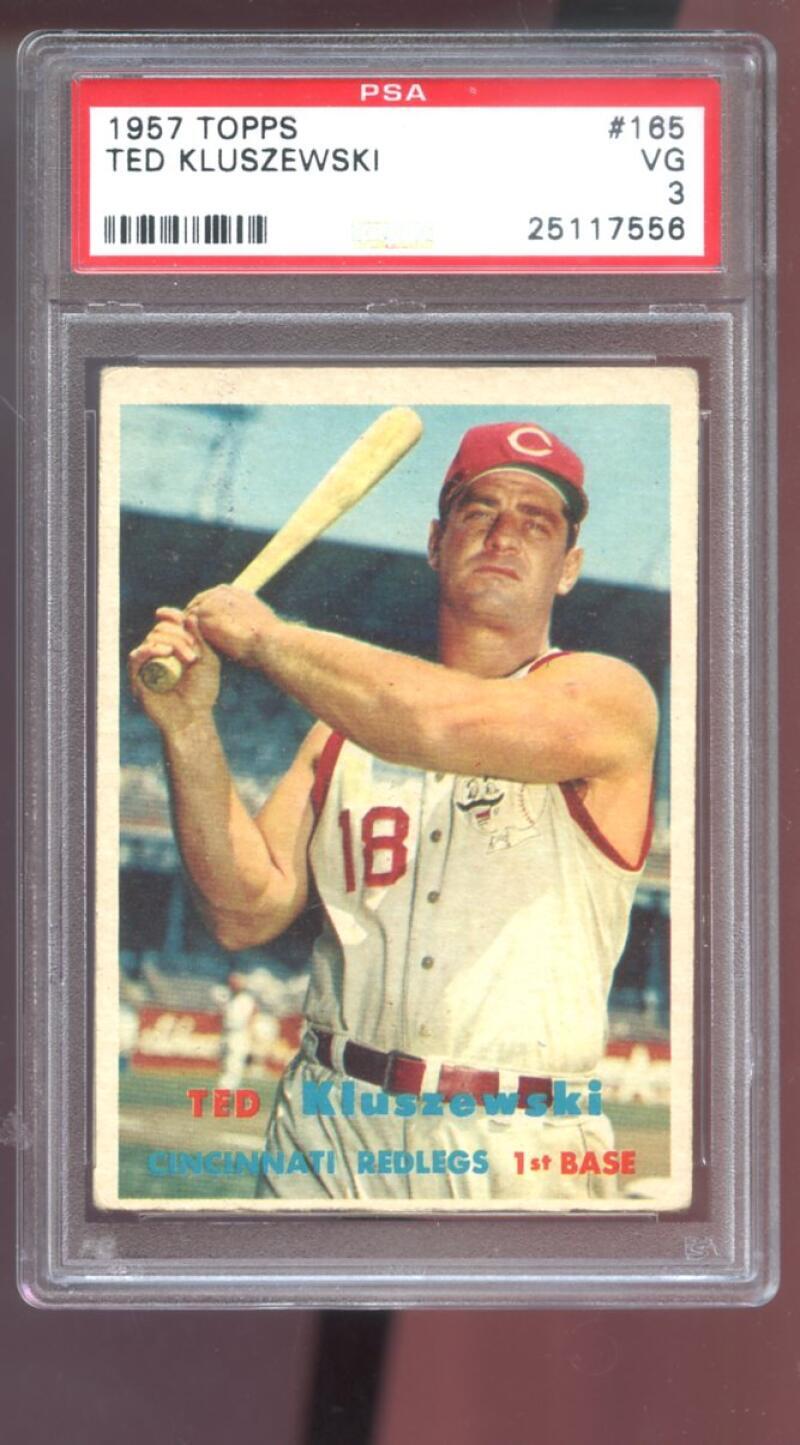 1957 Topps #165 Ted Kluszewski PSA 3 Graded Baseball Card MLB Cincinnati Redlegs