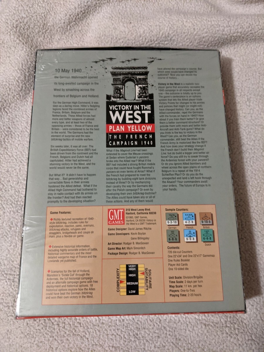 Victory in the West: Plan Yellow - GMT Games Sealed New Shrink SW