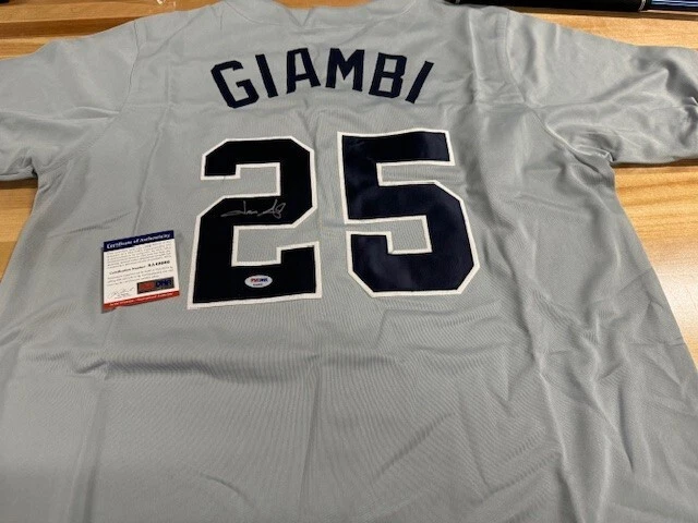Jason Giambi Custom Sewn Autographed New York Yankees Jersey PSA - Image 4 of 4