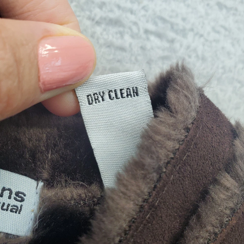 Valerie Stevens Vest Womens Medium Brown Faux Fur Lined Sleeveless Button Front - Image 4 of 4