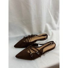 A New Day Womens Brown Multi Strap Pointed Toe Slingback Flats Shoes Size 8 NEW