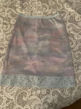 Vintage Purple Light Blue Iridescent Half Slip Size M/L Lace Trim NWOT USA Made