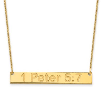 14k Yellow Gold Medium ARIAL ROUNDED Bar Pendant Necklace 18''