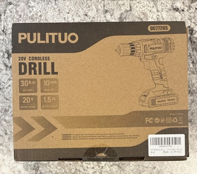 #ad PULITUO 20V Cordless Drill Driver 2 Batteries Electric Screwdriver 30Nm $30.00