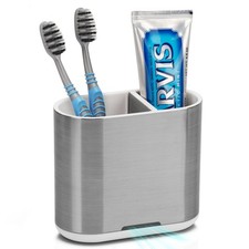 Toothbrush and Toothpaste Holder with Divider for Bathroom Countertop Organiz...