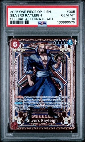 One Piece 2025 Fist of Divine Speed Silvers Rayleigh SP OP09-005 PSA 10 ENGLISH