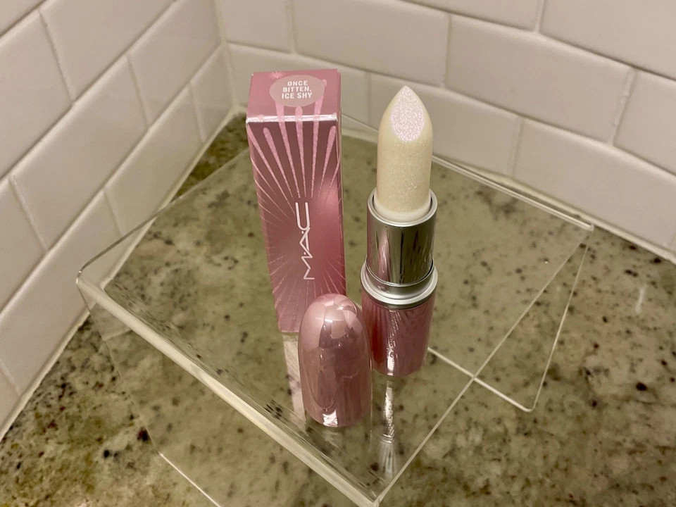 MAC Once Bitten, Ice Shy Lipstick Frosted Fireworks Limited Edition NIB - Image 3 of 4