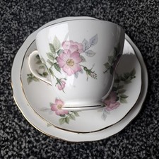 Vintage Duchess Bone China Trio Pink Floral Tea Cup Saucer & Plate