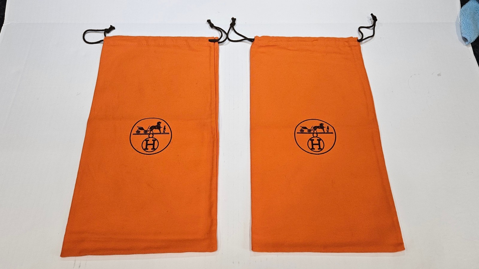 2 Authentic Hermes Orange Drawstring Storage Dust… - image 1
