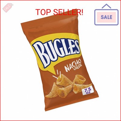 Bugles Nacho Cheese Crispy Corn Snacks, Snack Bag, 7.5 oz