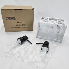 Hand and Dish Soap Dispenser Set for Kitchen Sink,Dual Soap White Marble Look