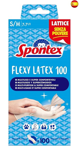 Guantes de látex Flexy Latex x 100 Mapa Spontex, guantes de látex, desechables, 