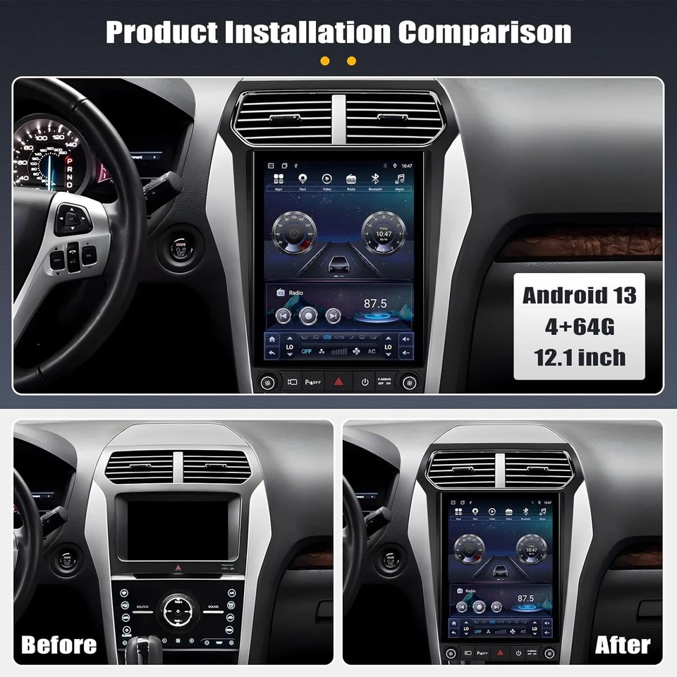 64GB Android 13 Car Radio Stereo For Ford Explorer 2011-2019 Carplay GPS Navi - Imagem 3 de 4