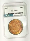 1897 Better Date MS 66 Morgan Dollar Full Rainbow Color Toned