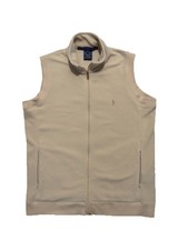 Vintage Ralph Lauren Golf Fleece Vest Beige Zip Up Womens Small Made in USA