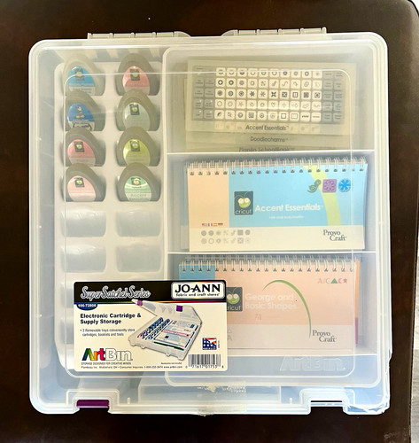 Cricut Cartridge Lot + ArtBin Storage Case 7 cartridges, overlay & instructions