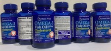 6 x Puritan's Pride Omega-3 Fish Oil Plus Cholesterol Support - 60 Softgels
