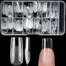 240Pc Square Gel Nail Tips Medium Fake Nails for Press on Nails Clear Acrylic Na