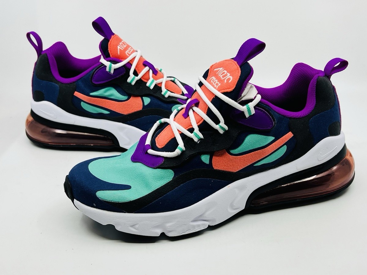 NIKE AIR MAX 270 REACT Sneakers Blue/Purple Lace Up Athletic Shoes Sz 10 Amazon.com | NIKE Air Max 270 React (Gs), Boy main image 4