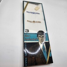 Men's Handkerchiefs New In Box Vintage Set Of 3 Embroidered