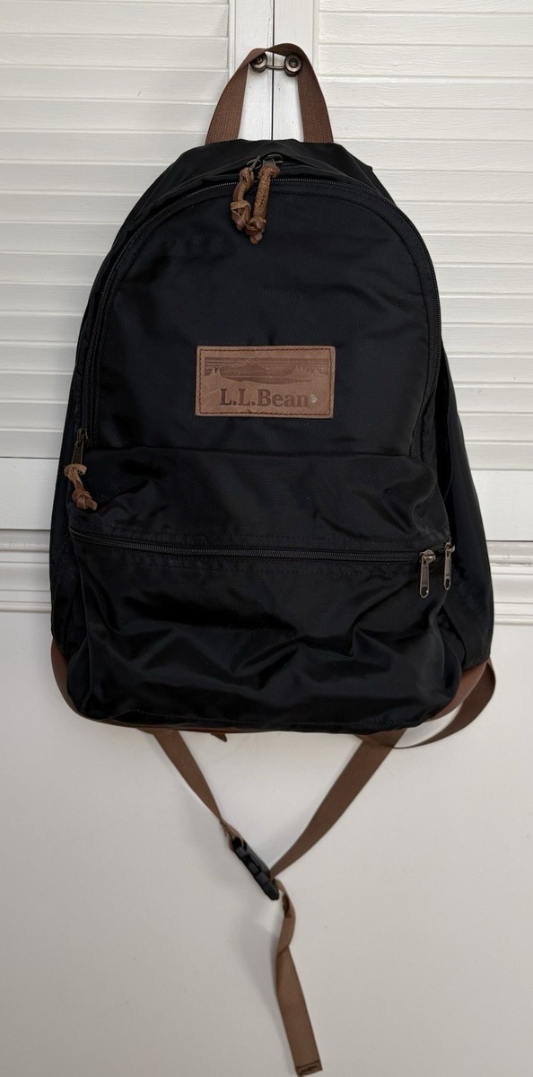 llbean 90s backpack リュック Vintage LL Bean Black Backpack 90's leather bottom Made USA | eBay
