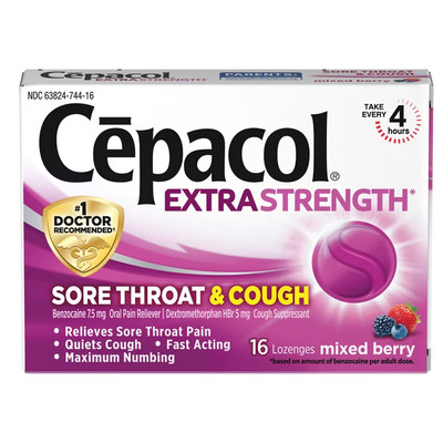 Cepacol Extra Strength Sore Throat & Cough Lozenges Mixed Berry 16 EA