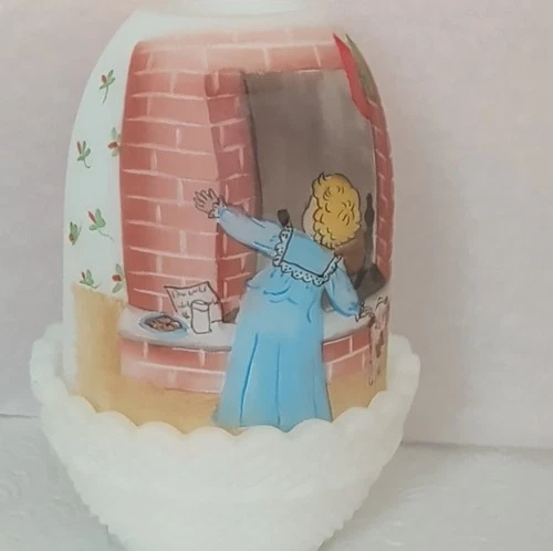 Fenton fairy lite.vintage Hand Painted Glass Candle Holder.  Christmas Girl 1984