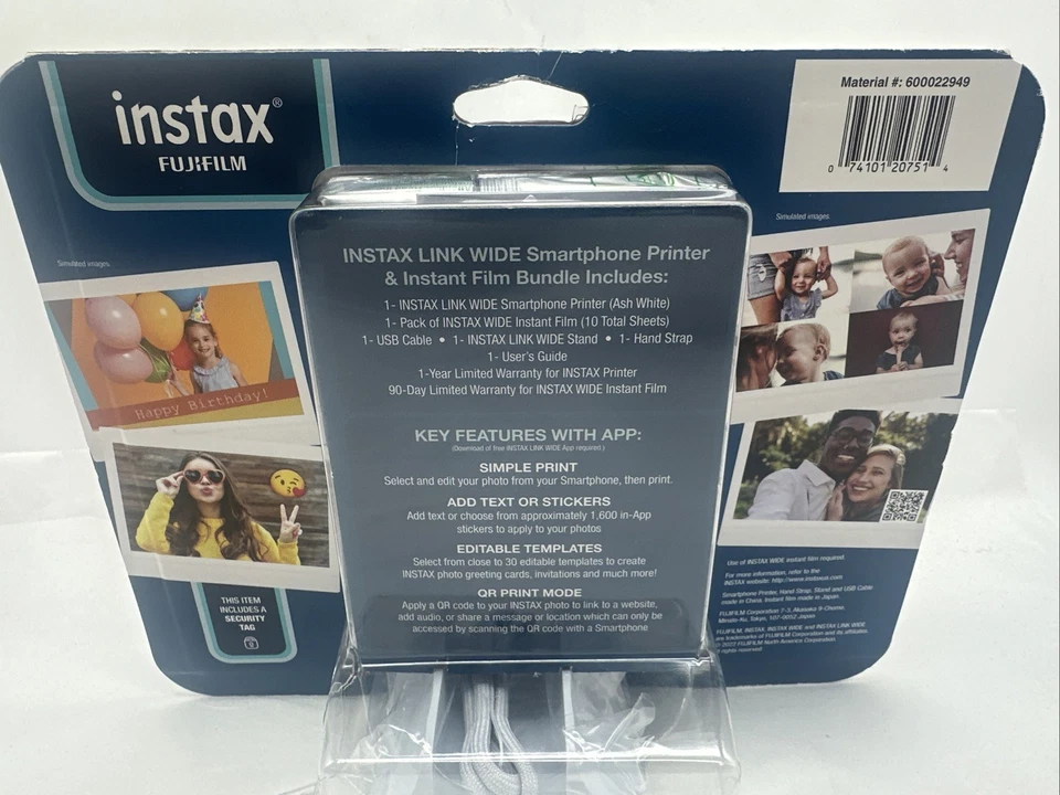 Fujifilm Instax Link Wide Smartphone Ash White Printer with 10 Sheets NEW *READ - Image 2 of 4