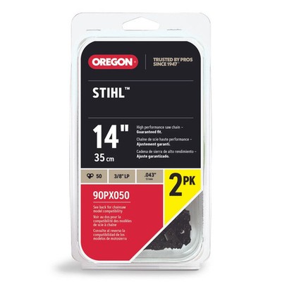 2 Pack 14'' Oregon Chain fits Stihl MS192T MS193 MS171 MS201T MS170 017 90PX050X2