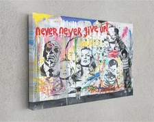 Never Give Up Wall Graffiti Wall Banksy Wall Art Canvas Décor