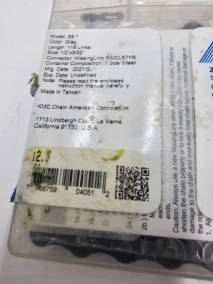 Cadena de bicicleta KMC Z8.1, 8 velocidades, longitud 116 eslabones, 1/2"x3/32", acero aleado, gris Foto 3 de 4