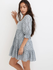 Madewell Eyelet Babydoll Tiered Mini Dress Lizzie Blue 14