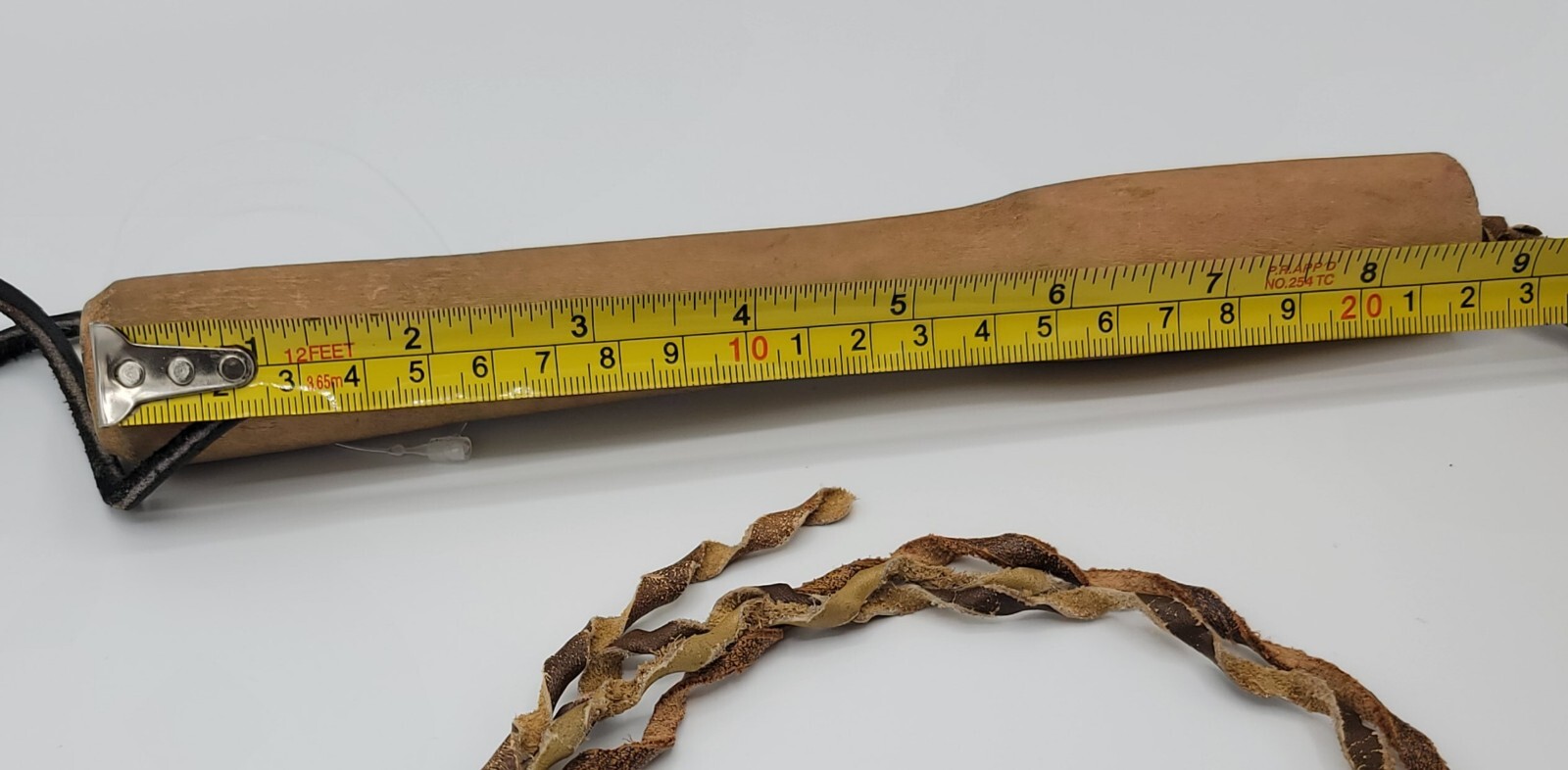 Braided Bull Whip Vintage Brown & DarkLeather Split Tail 54 Inches Wooden Handle