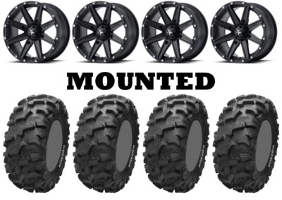 Kit 4 ITP Blackwater Evolution Tires 28x10-12 on MSA M33 Clutch Matte Black 1KXP