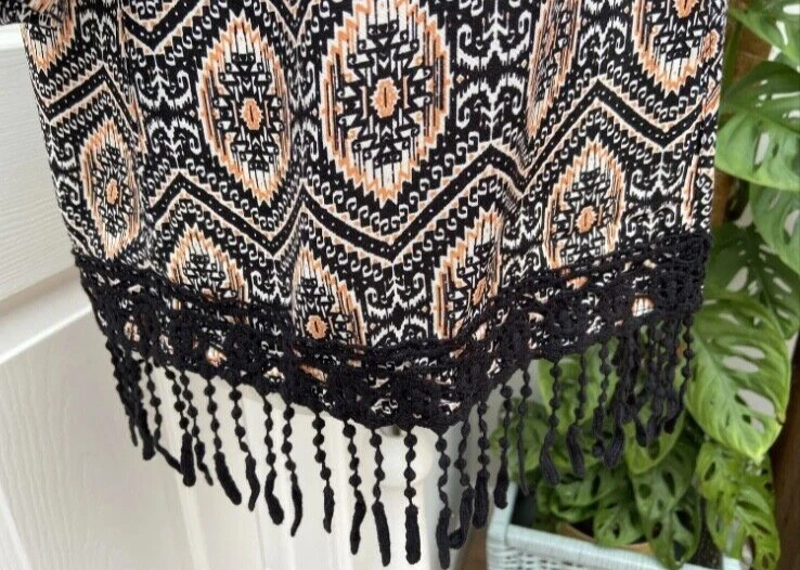 New Look Lace Fringe Cover Up Kimono Top Size 10 #86 - Image 3 of 4