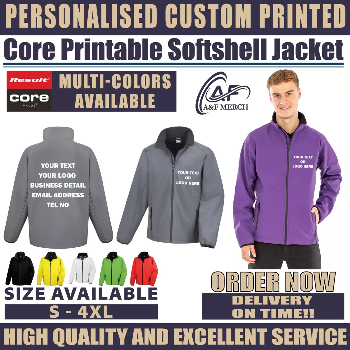 Personalised Custom Core Printable Softshell Jacket Breathable Windproof  R231M | eBay
