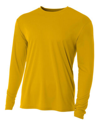 A4 N3165 Mens Polyester Cooling Performance Long Sleeve T Shirt Dri-Fit T-Shirt
