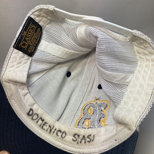 Old English B Embroidered Logo Navy Blue White Mesh Hat Snapback Cap - Picture 6 of 6
