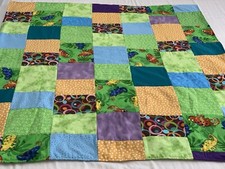Baby Quilt/throw Handmade 36x36  Bugs Contemporary Modern Circles Dotes Green