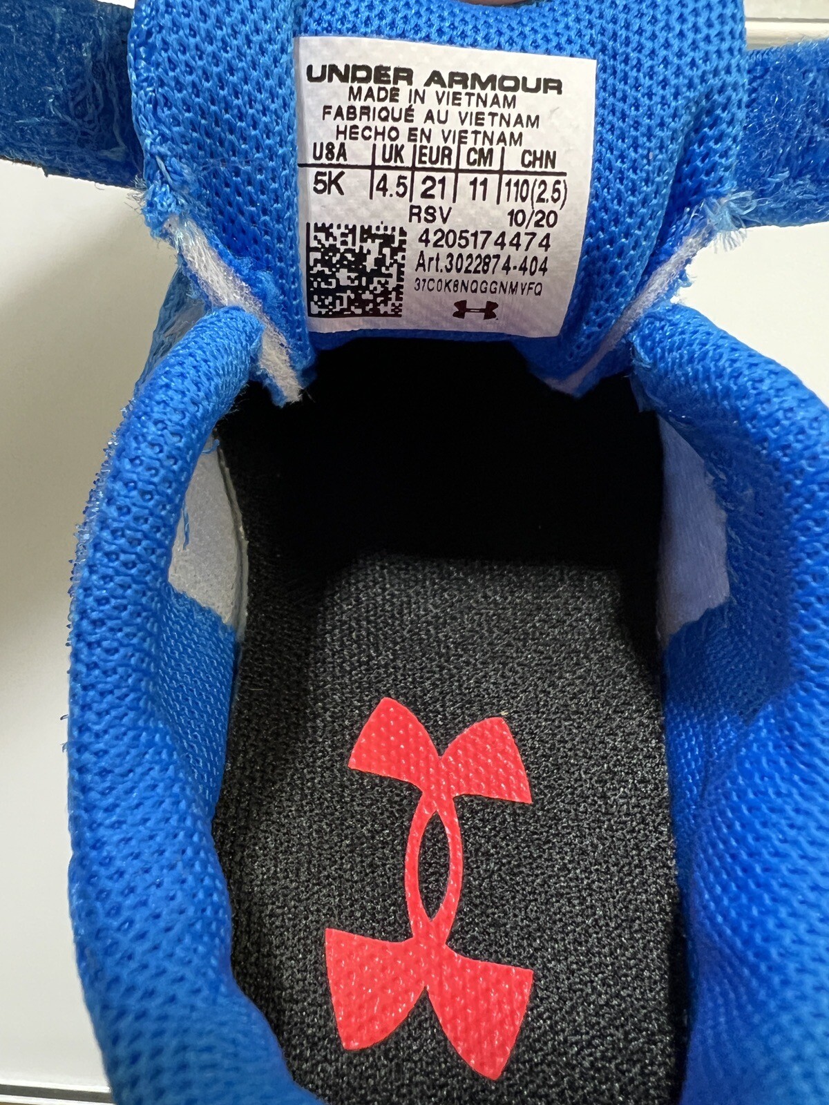 Under Armour Baby Boy Surge 2 AC Sneakers sz 5 Running Shoes Blue Circuit NEW