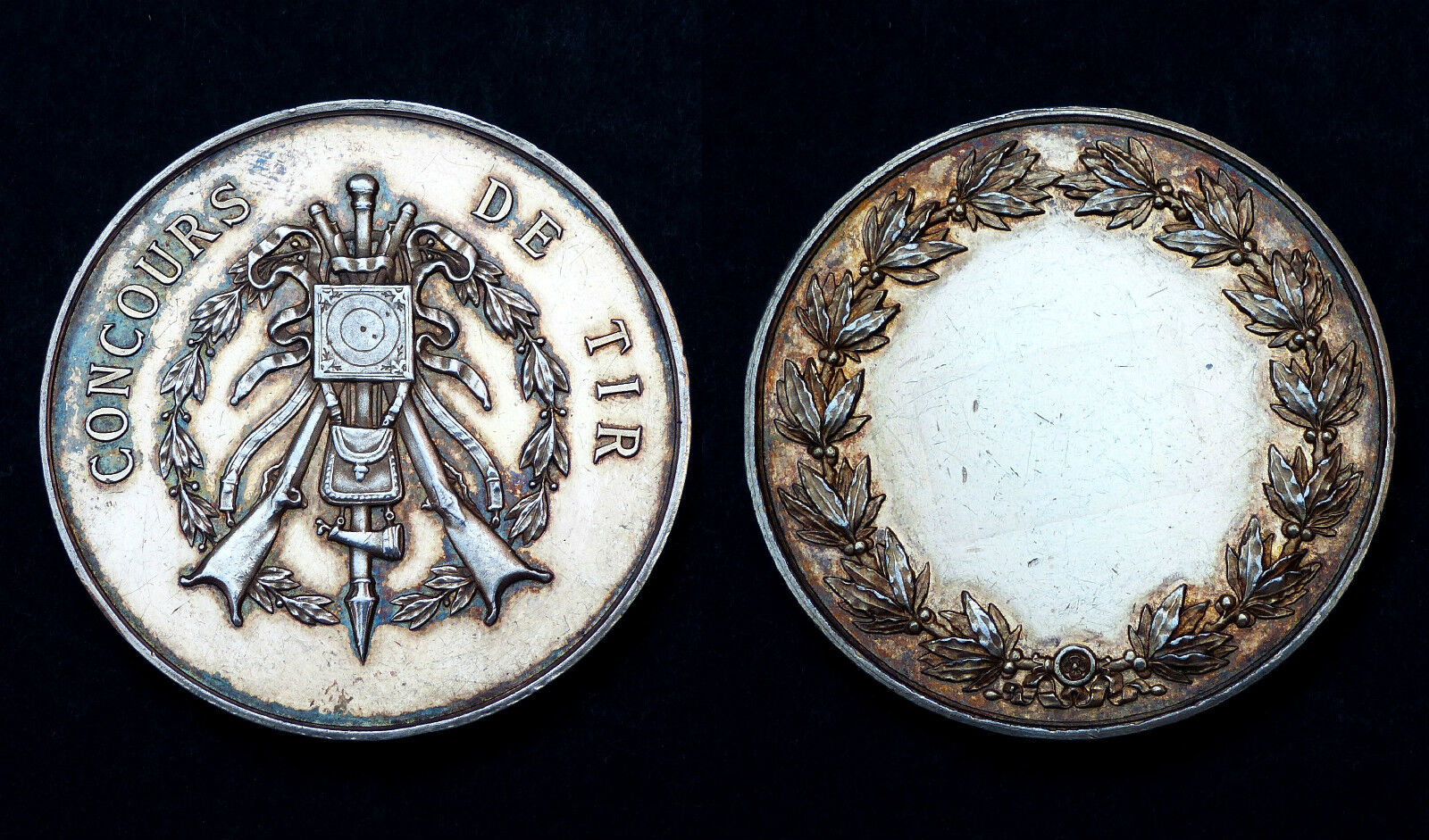 Médaille Concours de Tir. Vers 1870. Argent dorée Populair explosief kopen