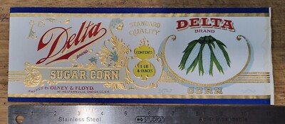 ADVERTISING Label Delta Sugar Corn Olney & Floyd New York Westernville