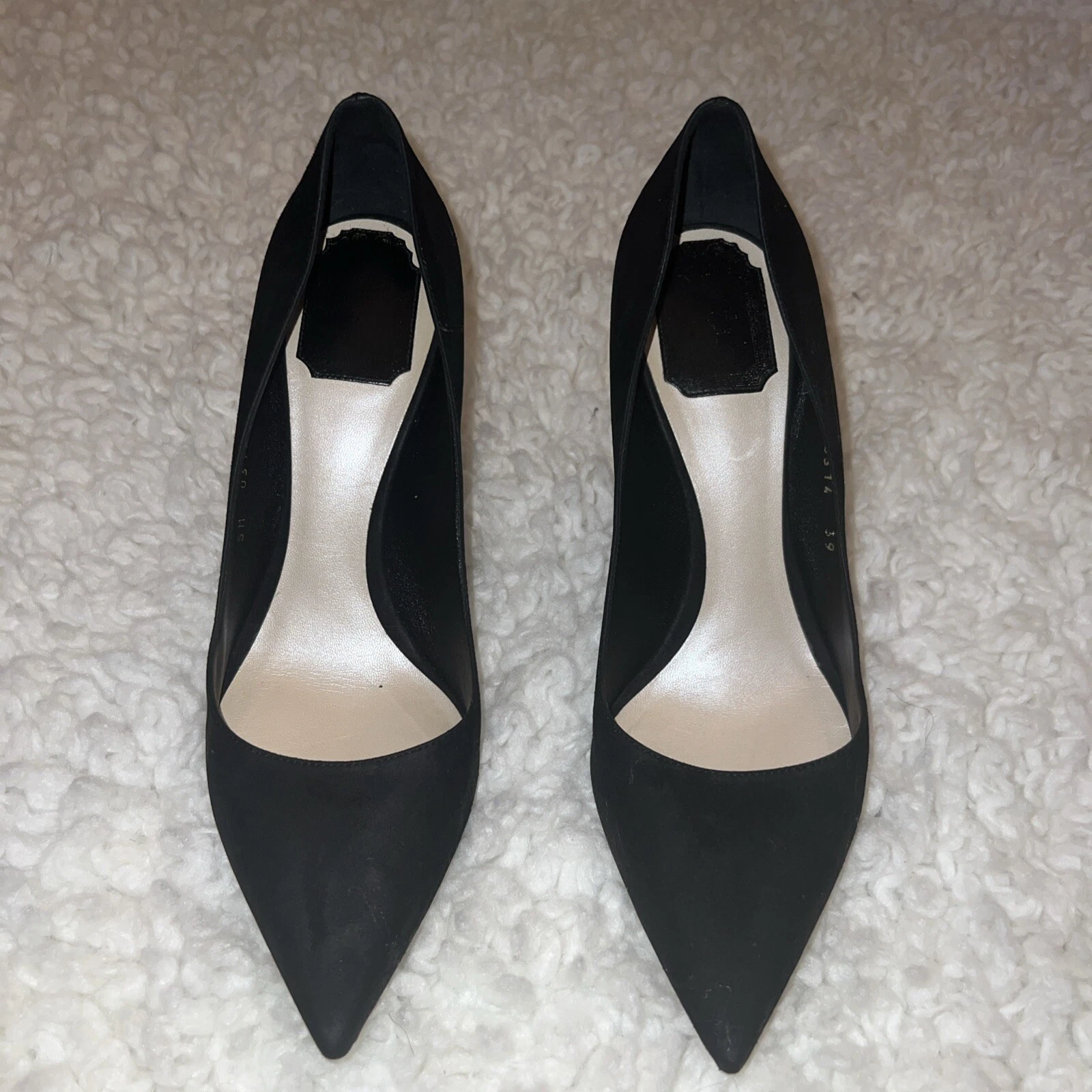 CHRISTIAN DIOR CHERIE ESCARPINS À TALONS POINTUS EN DAIM NOIR TAILLE 39 / US 9