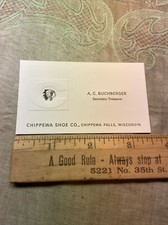 Neat Graphic Vintage Native Advertising Biz Business Card Shoe Chippewa Falls WI