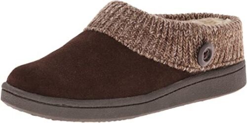 Clarks Womens Slipper Suede Leather Knitted Collar Clog Slippers - Plush Faux - Picture 1 of 6