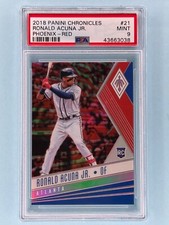 Ronald Acuna Jr 2018 RC Panini Chronicles Phoenix Red #44/99 PSA 9 Mint Rookie
