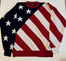 Vintage Charter Club USA STARS STRIPES Patriotic SWEATER L Red White Blue Elect